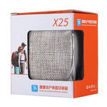 ลำโพงบลูทูธสเตอริโอผ้าพกพา X25 พร้อมไมโครโฟนในตัว รองรับการโทรแบบแฮนด์ฟรี การ์ด TF และ AUX IN ระยะบลูทูธ: 10 เมตร