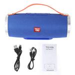 T&G TG109 ลำโพงสเตอริโอบลูทูธไร้สายพกพาพร้อมหูจับ Bluetooth V4.2 พร้อมไมโครโฟนในตัว รองรับโทรแบบแฮนด์ฟรี การ์ด TF AUX IN และ FM, TG109