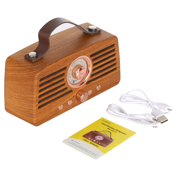 NewRixing NR-4013 ลำโพง FM แบบไร้สายลายไม้แมนจูเรียย้อนยุค พร้อมฟังก์ชันโทร รองรับการ์ด TF และ U Disk