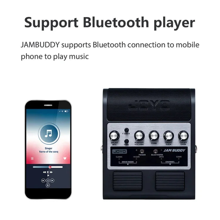 JOYO JAM BUDDY ลำโพงกีตาร์ขนาดเล็กบลูทูธ 4.0 สองช่องพร้อมเอฟเฟกต์และชาร์จไฟ
