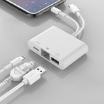 NK-107 Pro อะแดปเตอร์ 3 in 1 USB-C / Type-C + 8 Pin ตัวผู้ เป็น USB + RJ45 + 8 Pin ชาร์จตัวเมีย, NK-107 Pro