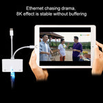 NK-107 Pro อะแดปเตอร์ 3 in 1 USB-C / Type-C + 8 Pin ตัวผู้ เป็น USB + RJ45 + 8 Pin ชาร์จตัวเมีย, NK-107 Pro