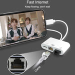 NK-107 Pro อะแดปเตอร์ 3 in 1 USB-C / Type-C + 8 Pin ตัวผู้ เป็น USB + RJ45 + 8 Pin ชาร์จตัวเมีย, NK-107 Pro