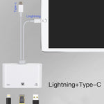NK-107 Pro อะแดปเตอร์ 3 in 1 USB-C / Type-C + 8 Pin ตัวผู้ เป็น USB + RJ45 + 8 Pin ชาร์จตัวเมีย, NK-107 Pro