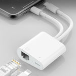 NK-1035 Pro อะแดปเตอร์ 2 in 1 USB-C / Type-C + 8 Pin ตัวผู้ เป็น RJ45 + 8 Pin ชาร์จตัวเมีย, NK-1035 Pro