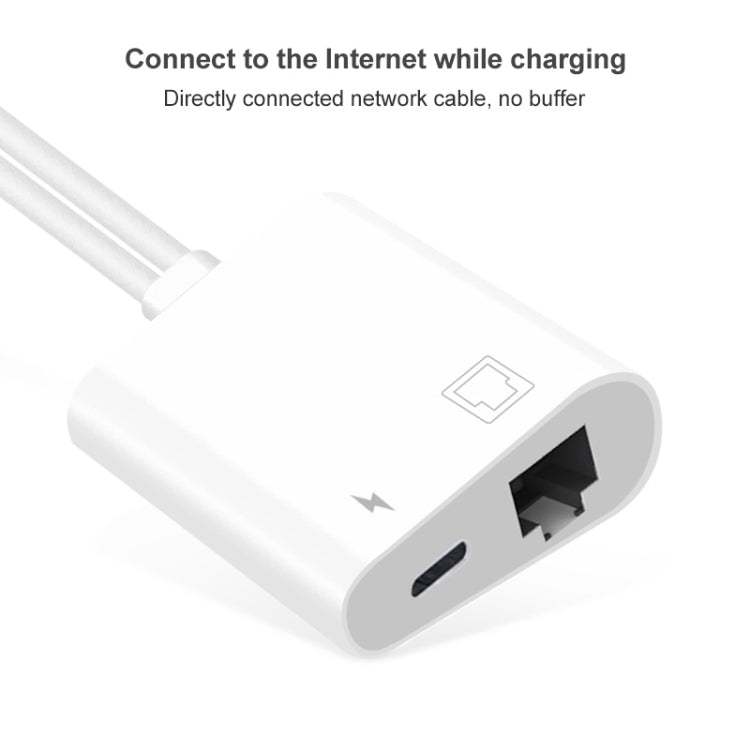 NK-1035 Pro อะแดปเตอร์ 2 in 1 USB-C / Type-C + 8 Pin ตัวผู้ เป็น RJ45 + 8 Pin ชาร์จตัวเมีย, NK-1035 Pro