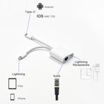 NK-1035 Pro อะแดปเตอร์ 2 in 1 USB-C / Type-C + 8 Pin ตัวผู้ เป็น RJ45 + 8 Pin ชาร์จตัวเมีย, NK-1035 Pro