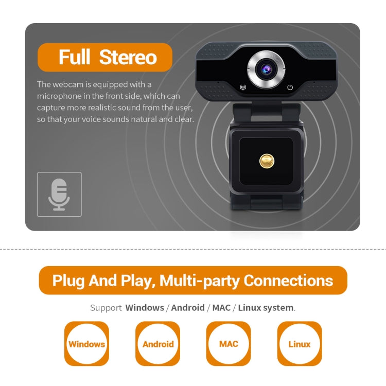 เว็บแคม ESCAM PVR006 HD 1080P USB2.0 พร้อมไมโครโฟนสำหรับพีซี, PVR006