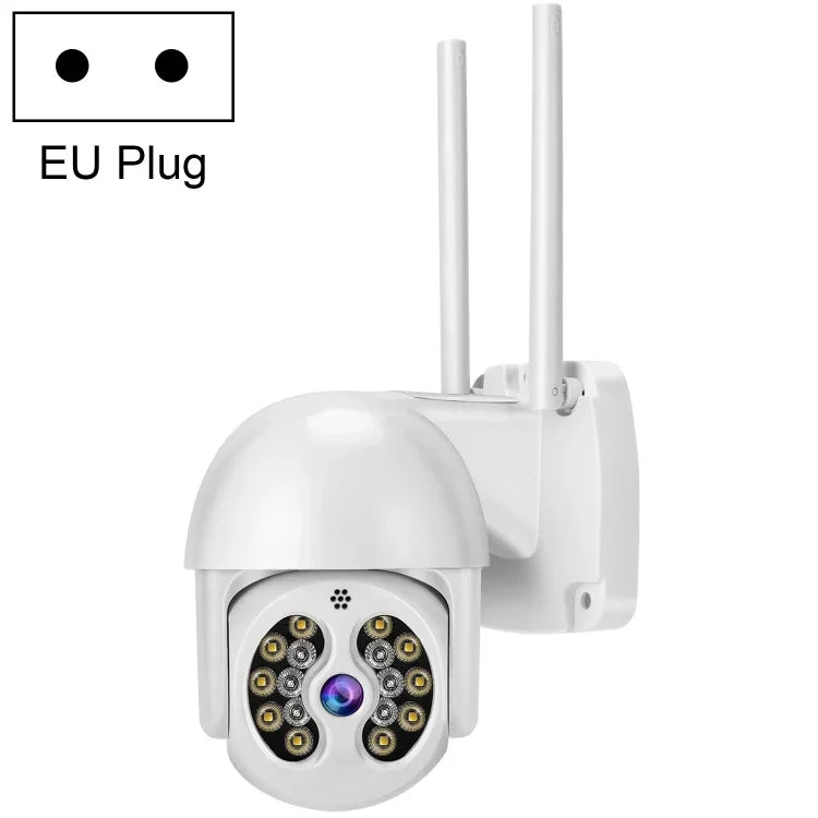 Tuya QX56 กล้อง IP ไร้สาย 2.4G กันน้ำ IP66 ความละเอียด 3 ล้านพิกเซล รองรับ Amazon Alexa & Google Home & การตรวจจับการเคลื่อนไหว & เสียงสองทาง & การมองเห็นกลางคืนสีเต็มรูปแบบ & การ์ด TF, ปลั๊ก EU, รองรับ Amazon Alexa & Google Home