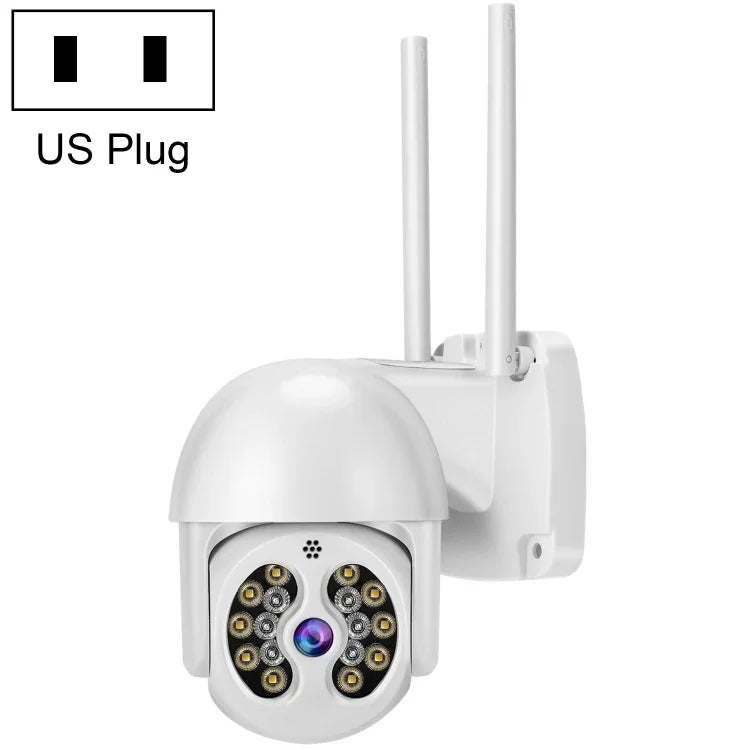 Tuya QX56 กล้อง IP ไร้สาย 2.4G กันน้ำ IP66 ความละเอียด 3 ล้านพิกเซล รองรับ Amazon Alexa & Google Home & การตรวจจับการเคลื่อนไหว & เสียงสองทาง & การมองเห็นกลางคืนสีเต็มรูปแบบ & การ์ด TF, ปลั๊ก EU, รองรับ Amazon Alexa & Google Home