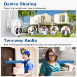 Tuya QX56 กล้อง IP ไร้สาย 2.4G กันน้ำ IP66 ความละเอียด 3 ล้านพิกเซล รองรับ Amazon Alexa & Google Home & การตรวจจับการเคลื่อนไหว & เสียงสองทาง & การมองเห็นกลางคืนสีเต็มรูปแบบ & การ์ด TF, ปลั๊ก EU, รองรับ Amazon Alexa & Google Home