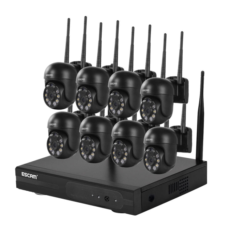 กล้องโดมไร้สาย 8 ช่อง ความละเอียด 3 ล้านพิกเซล ESCAM WNK618 ระบบรักษาความปลอดภัย NVR HD รองรับการตรวจจับการเคลื่อนไหว เสียงสองทาง อินฟราเรดกลางคืนสีเต็ม และการ์ด TF ปลั๊กยุโรป, WNK618