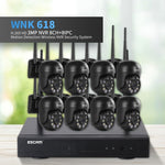 กล้องโดมไร้สาย 8 ช่อง ความละเอียด 3 ล้านพิกเซล ESCAM WNK618 ระบบรักษาความปลอดภัย NVR HD รองรับการตรวจจับการเคลื่อนไหว เสียงสองทาง อินฟราเรดกลางคืนสีเต็ม และการ์ด TF ปลั๊กยุโรป, WNK618