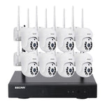 ระบบรักษาความปลอดภัย NVR ไร้สาย 8 ช่อง พร้อมกล้อง IP ไร้สาย 8 ตัว ความละเอียด 3 ล้านพิกเซล ESCAM WNK718 ปลั๊กแบบสหราชอาณาจักร