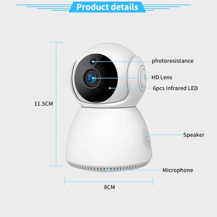 กล้อง IP WiFi หมุนก้มเงย ความละเอียด 1.0MP รุ่น YT24 V380 รองรับการ์ด TF, สื่อสารสองทาง, ตรวจจับการเคลื่อนไหว และกล้องมองกลางคืน