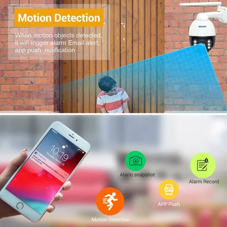 กล้อง IP กันน้ำ ESCAM Q5068 H.265 5MP Pan / Tilt / ซูม 4X WiFi รองรับ ONVIF สองทางพูดคุย & กล้องกลางคืน, ปลั๊ก AU, ปลั๊ก UK, ปลั๊ก US, ปลั๊ก EU, ปลั๊ก AU