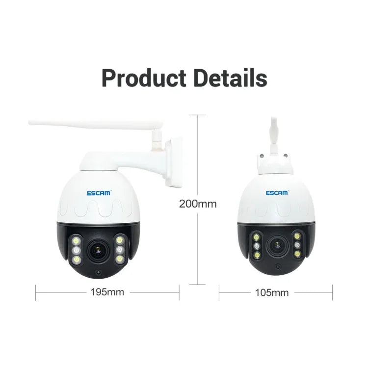 กล้อง IP กันน้ำ ESCAM Q5068 H.265 5MP Pan / Tilt / ซูม 4X WiFi รองรับ ONVIF สองทางพูดคุย & กล้องกลางคืน, ปลั๊ก AU, ปลั๊ก UK, ปลั๊ก US, ปลั๊ก EU, ปลั๊ก AU