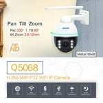 กล้อง IP กันน้ำ ESCAM Q5068 H.265 5MP Pan / Tilt / ซูม 4X WiFi รองรับ ONVIF สองทางพูดคุย & กล้องกลางคืน, ปลั๊ก AU, ปลั๊ก UK, ปลั๊ก US, ปลั๊ก EU, ปลั๊ก AU