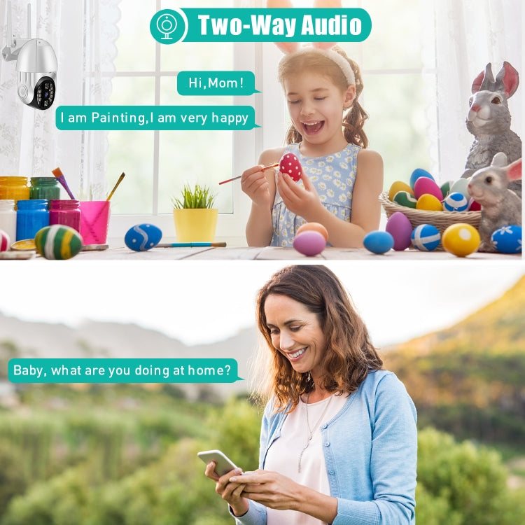 QX33 กล้องพาโนรามา PTZ 360 องศา ความละเอียด 1080P WIFI, รองรับภาพสีเต็มรูปแบบกลางวันและกลางคืน & สื่อสารสองทาง & แจ้งเตือนตรวจจับการเคลื่อนไหว & เล่นวิดีโอ & การ์ด TF 64GB, ปลั๊กออสเตรเลีย, QX33