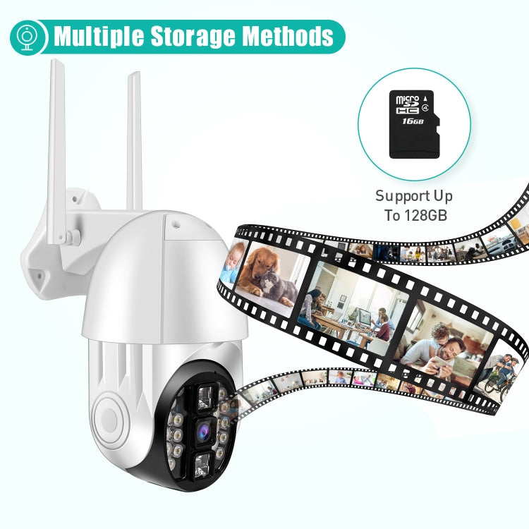 QX33 กล้องพาโนรามา PTZ 360 องศา ความละเอียด 1080P WIFI, รองรับภาพสีเต็มรูปแบบกลางวันและกลางคืน & สื่อสารสองทาง & แจ้งเตือนตรวจจับการเคลื่อนไหว & เล่นวิดีโอ & การ์ด TF 64GB, ปลั๊กออสเตรเลีย, QX33
