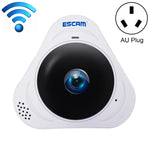 กล้อง IP WiFi ESCAM Q8 960P เลนส์ฟิชอาย 360 องศา 1.3MP รองรับการตรวจจับการเคลื่อนไหว / มองเห็นในที่มืด, ระยะอินฟราเรด 5-10 เมตร, ปลั๊ก AU, ปลั๊ก US, ปลั๊ก EU, ปลั๊ก UK
