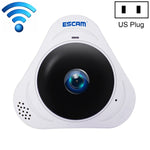 กล้อง IP WiFi ESCAM Q8 960P เลนส์ฟิชอาย 360 องศา 1.3MP รองรับการตรวจจับการเคลื่อนไหว / มองเห็นในที่มืด, ระยะอินฟราเรด 5-10 เมตร, ปลั๊ก AU, ปลั๊ก US, ปลั๊ก EU, ปลั๊ก UK