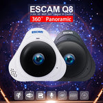 กล้อง IP WiFi ESCAM Q8 960P เลนส์ฟิชอาย 360 องศา 1.3MP รองรับการตรวจจับการเคลื่อนไหว / มองเห็นในที่มืด, ระยะอินฟราเรด 5-10 เมตร, ปลั๊ก AU, ปลั๊ก US, ปลั๊ก EU, ปลั๊ก UK