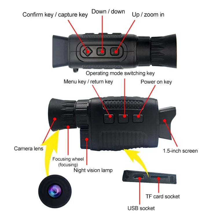 5X Infrared Digital Night Vision Monocular Thermal imager, 5X Monocular