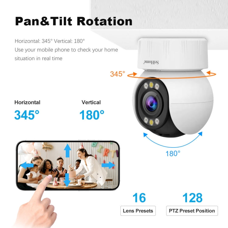 ระบบกล้องรักษาความปลอดภัยบ้านไร้สาย SriHome SH046 ความละเอียด 4.0 ล้านพิกเซล FHD ประหยัดพลังงาน, SH046