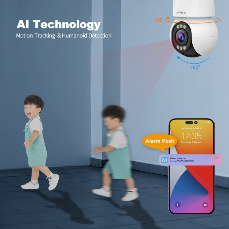 ระบบกล้องรักษาความปลอดภัยบ้านไร้สาย SriHome SH046 ความละเอียด 4.0 ล้านพิกเซล FHD ประหยัดพลังงาน, SH046