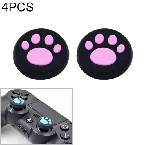 ซิลิโคนปกป้องจอยสติ๊กลายตีนแมวน่ารัก 4 ชิ้น สำหรับจอยเกม PS4 / PS3 / PS2 / XBOX360 / XBOXONE / WIIU