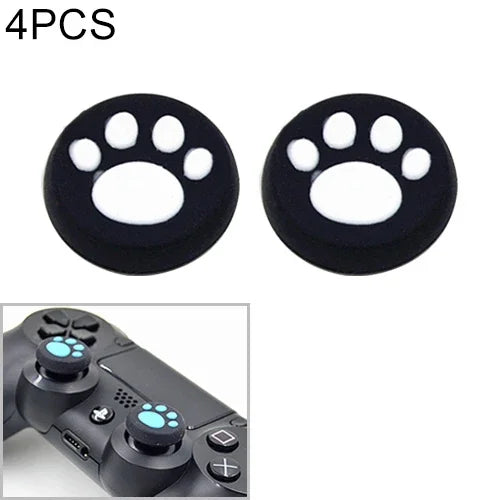 ซิลิโคนปกป้องจอยสติ๊กลายตีนแมวน่ารัก 4 ชิ้น สำหรับจอยเกม PS4 / PS3 / PS2 / XBOX360 / XBOXONE / WIIU