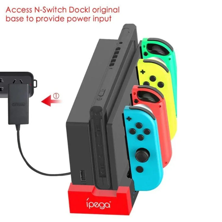 แท่นชาร์จจอยเกม iPega PG-9186 พร้อมที่วางและไฟแสดงสถานะ สำหรับ Nintendo Switch Joy-Con, PG-9186