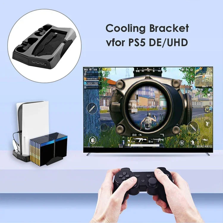 ฐานพัดลมระบายความร้อนพร้อมถาดเก็บของอเนกประสงค์ KJH P5-010-2 สำหรับ PS5 De / UHD, KJH P5-010-2