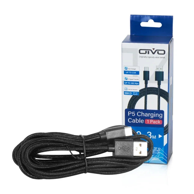 สายชาร์จและถ่ายโอนข้อมูล USB Type-C 3 เมตร 1A OIVO IV-P5229 สำหรับ PS5 / Switch Pro / Xbox Series, IV-P5229