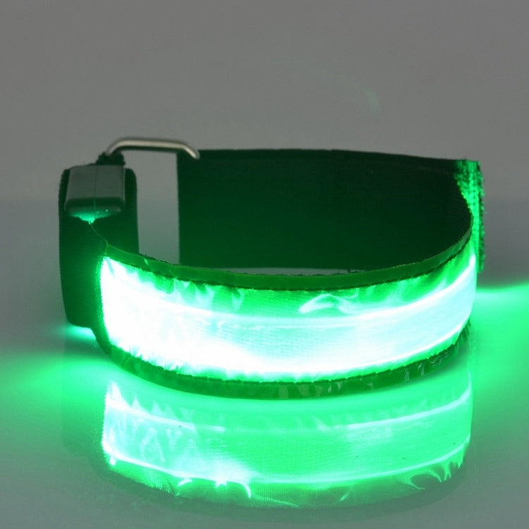 สายรัดข้อมือกีฬาไนลอนสะท้อนแสง LED ชาร์จไฟได้ สีแดงชาร์จได้, สีเหลืองชาร์จได้, สีเขียวชาร์จได้, สีน้ำเงินชาร์จได้