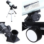 F36050 กล้องโทรทรรศน์ดาราศาสตร์พกพาคุณภาพสูงพร้อมขาตั้งอลูมิเนียมอัลลอยด์ (สีเงิน), F36050