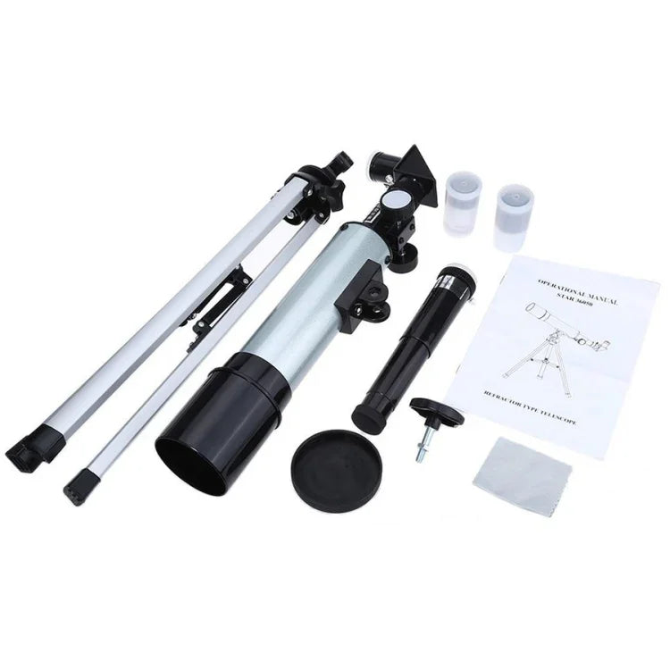 F36050 กล้องโทรทรรศน์ดาราศาสตร์พกพาคุณภาพสูงพร้อมขาตั้งอลูมิเนียมอัลลอยด์ (สีเงิน), F36050