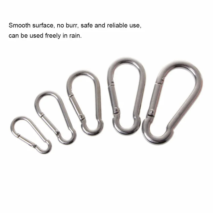 M12 Stainless Steel Carabiner Spring Hook Multi-tool Mountaineering Buckle Lock Camping Hook Rope, Inner Diameter: 11.73mm, M12