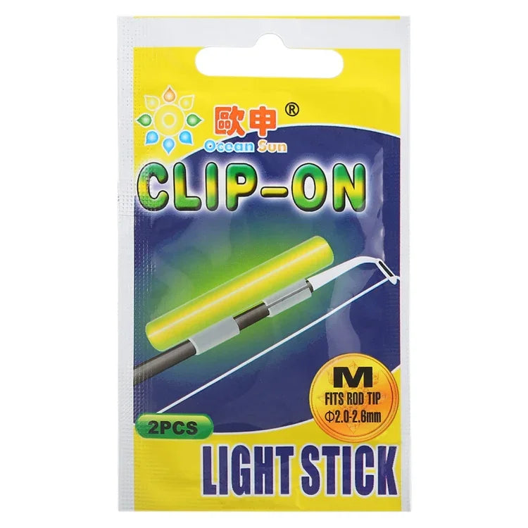 5 ชิ้น OCEAN SUN ไฟลอยน้ำเรืองแสงแบบหนีบสำหรับตกปลาเวลากลางคืน, M, เหมาะกับปลายคันเบ็ด 2.0-2.6mm, แบบหนีบ, M
