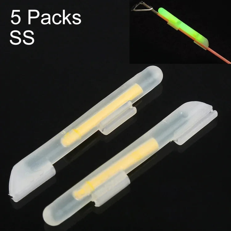 5 ชิ้น OCEAN SUN ไฟลอยน้ำเรืองแสงแบบหนีบสำหรับตกปลาเวลากลางคืน, SS, เหมาะกับปลายคันเบ็ด 0.6-1.4mm, แบบหนีบ, SS