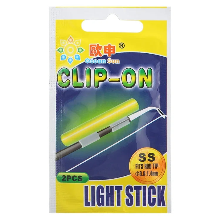 5 ชิ้น OCEAN SUN ไฟลอยน้ำเรืองแสงแบบหนีบสำหรับตกปลาเวลากลางคืน, SS, เหมาะกับปลายคันเบ็ด 0.6-1.4mm, แบบหนีบ, SS