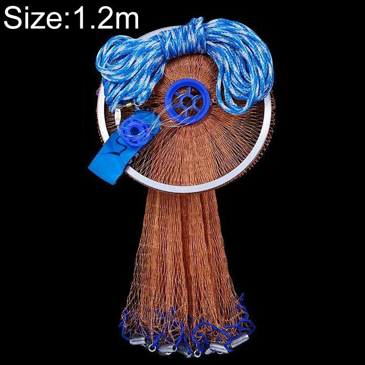ตาข่ายจับปลา American Easy Throw Cast Net อุปกรณ์ตกปลา สายยาง 1.2m, เส้นใยโมโนฟิลาเมนต์ 1.2m, สายยาง 1.5m, เส้นใยโมโนฟิลาเมนต์ 1.5m