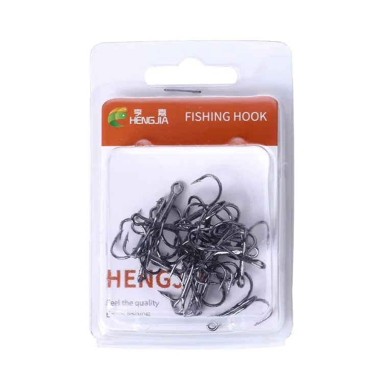 20 ชิ้น / กล่อง ตะขอเบ็ดสามขาเหล็กคาร์บอนสูงสีดำคลาสสิก ขนาด 4# FH022