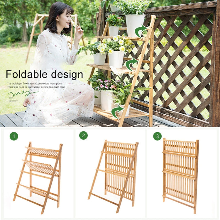 Bamboo 3-Tier Hanging Plant Stand Planter Shelves Flower Pot Storage Rack Folding Display Shelving Plants Shelf, Width: 70cm, 3-Tier Width: 70cm(Green), 3-Tier Width: 70cm(White), 3-Tier Width: 70cm(Apricot)