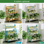 Bamboo 3-Tier Hanging Plant Stand Planter Shelves Flower Pot Storage Rack Folding Display Shelving Plants Shelf, Width: 70cm, 3-Tier Width: 70cm(Green), 3-Tier Width: 70cm(White), 3-Tier Width: 70cm(Apricot)