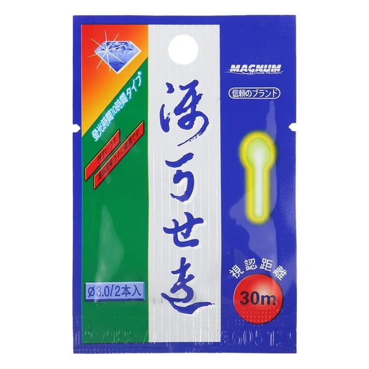 10 ชิ้น ไฟลอยน้ำรูปทรงหลอดไฟเรืองแสง สำหรับตกปลาเวลากลางคืน, ระยะมองเห็น: 30 ม., ขนาด: 3.0 x 25 มม., รูปทรงหลอดไฟ, ระยะมองเห็น: 30 ม.