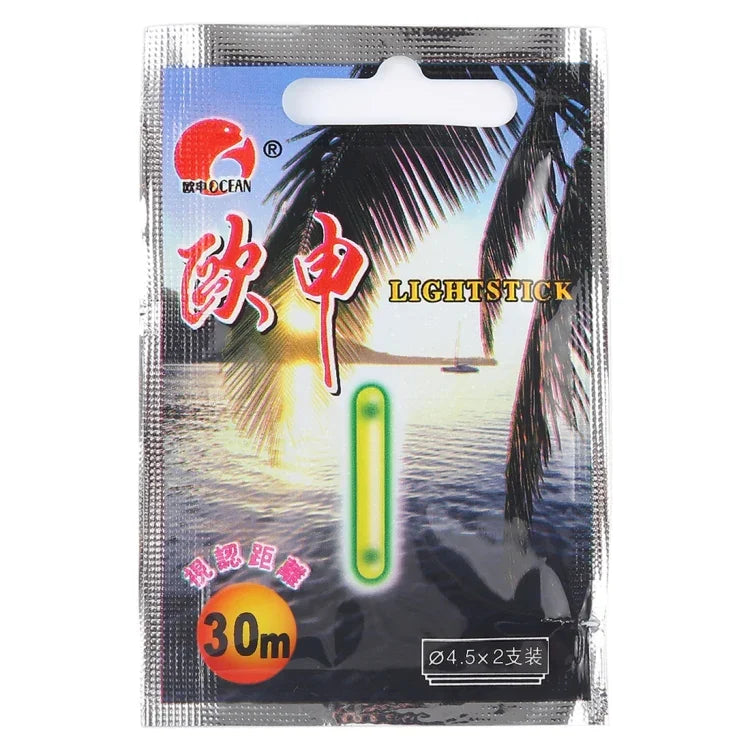 10 ชิ้น ไฟลอยน้ำเรืองแสง OCEAN SUN สำหรับตกปลาเวลากลางคืน, ระยะมองเห็น: 30 ม., ขนาด: 4.5 x 37 มม., ระยะมองเห็น: 30 ม.