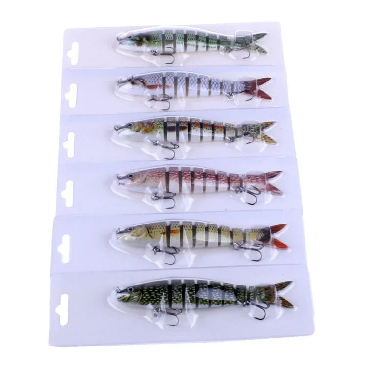 เหยื่อปลอมแข็งพลาสติกหลายท่อน HENGJIA JM024-X 6# 13.6cm 18.7g พร้อมตะขอสามง่าม ส่งสีสุ่ม JM024-X 6# 13.6cm