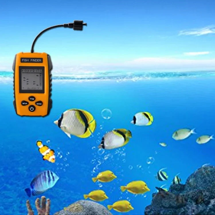 เครื่องหาปลาสายไฟแบบพกพาพร้อมเซ็นเซอร์โซนาร์และจอแสดงผล LCD, เครื่องหาปลา